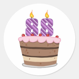 Leeftijd 88 op de Birthday Cake Ronde Sticker