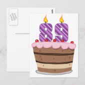Leeftijd 89 op de Birthday Cake Briefkaart (Voorkant / Achterkant)
