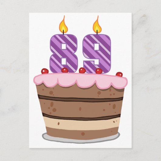 Leeftijd 89 op de Birthday Cake Briefkaart (Voorkant)