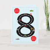 Leeftijd 8, 8e verjaardag, speelgoed auto's en weg kaart (Voorkant)