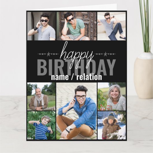Leeftijd 8 Foto Collage Persoonlijke Heren Verjaar Kaart (Voorkant)