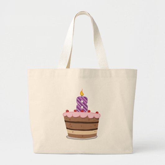 Leeftijd 8 op de Birthday Cake Grote Tote Bag (Voorkant)