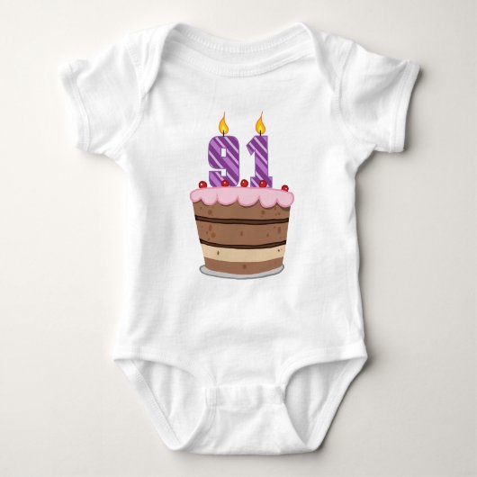 Leeftijd 91 op de Birthday Cake Romper (Voorkant)