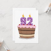 Leeftijd 92 op de Birthday Cake Kaart (Voorkant / Achterkant in situ)