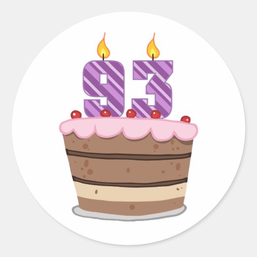 Leeftijd 93 op de Birthday Cake Ronde Sticker (Voorkant)