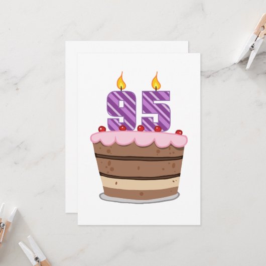 Leeftijd 95 op de Birthday Cake Kaart (Voorkant / Achterkant in situ)