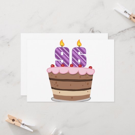Leeftijd 96 op de Birthday Cake Kaart (Voorkant / Achterkant in situ)