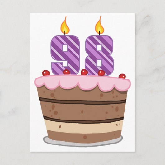 Leeftijd 98 op de Birthday Cake Briefkaart (Voorkant)