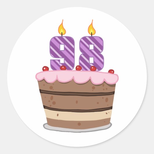 Leeftijd 98 op de Birthday Cake Ronde Sticker (Voorkant)