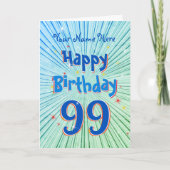 Leeftijd 99 3D Blue Chill bewerkbaar 99th Birthday Kaart (Voorkant)