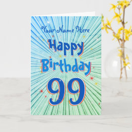Leeftijd 99 3D Blue Chill bewerkbaar 99th Birthday Kaart