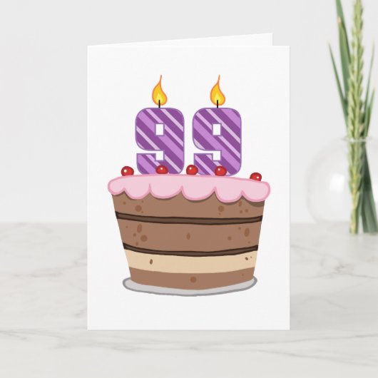Leeftijd 99 op de Birthday Cake Kaart (Voorkant)