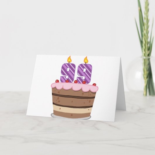 Leeftijd 99 op de Birthday Cake Kaart (Voorkant)