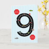 Leeftijd 9, 9e verjaardag, speelgoed auto's en weg kaart (Gele Bloem)