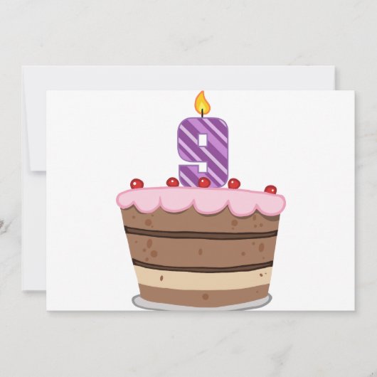 Leeftijd 9: Birthday Cake Kaart (Voorkant)