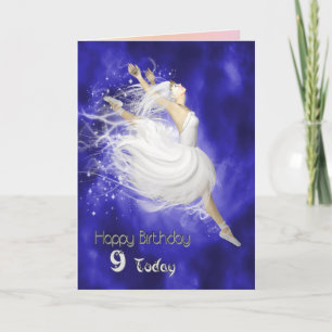 Leeftijd 9, leapende ballerina verjaardagskaart kaart