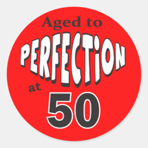 Leeftijd aan Perfectie bij 50% pipe% 50ste Ronde Sticker