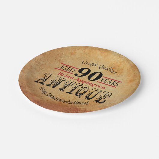 Leeftijd, Antiek en  90e geboortedag Papieren Bordje (Gekanteld)