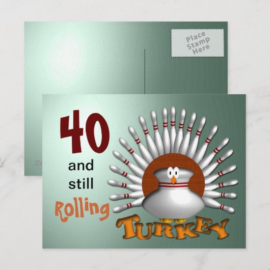 Leeftijd bowling verjaardag aanpassen briefkaart (Voorkant / Achterkant)