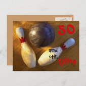 Leeftijd bowling verjaardag aanpassen briefkaart (Voorkant / Achterkant)