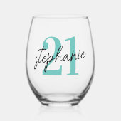Leeftijd en naam Verjaardag Wijnglas Zonder Voet (Voorkant)