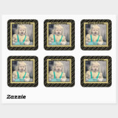 Leeftijd, Foto: Birthday Number Pattern Gold/White Vierkante Sticker (Vel)