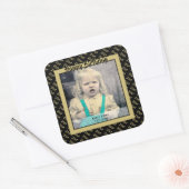 Leeftijd, Foto: Birthday Number Pattern Gold/White Vierkante Sticker (Envelop)