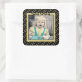Leeftijd, Foto: Birthday Number Pattern Gold/White Vierkante Sticker (Tas)