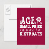 Leeftijd is een kleine prijs voor verjaardagen briefkaart (Voorkant / Achterkant)