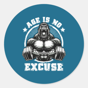 Leeftijd Is Geen Excuses Gorilla Gewichtheffen Gym Ronde Sticker