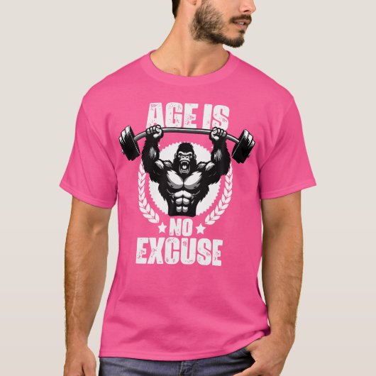 Leeftijd is geen excuus Gorilla Weightlift Gym Quo T-shirt (Voorkant)