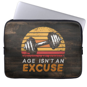 Leeftijd is geen excuus vrouwen fitness grappige c laptop sleeve
