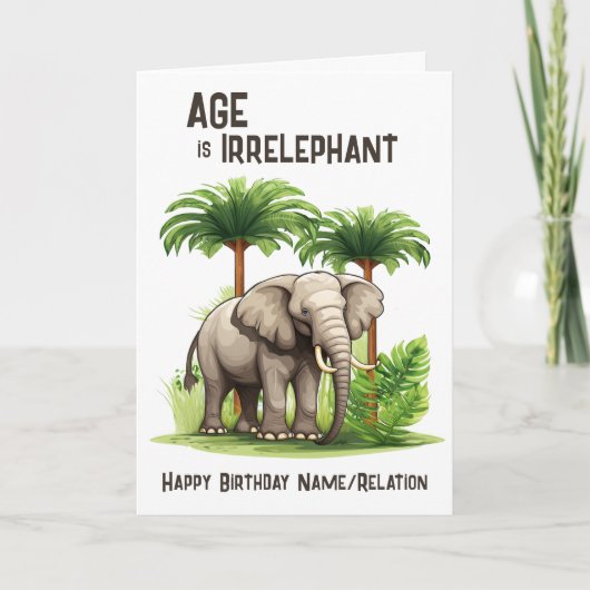 Leeftijd is Irrelephant Grappige Olifant Gelukkige Kaart (Voorkant)