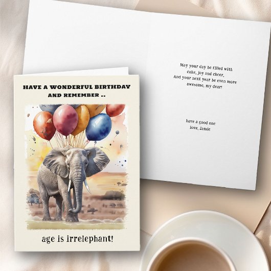 Leeftijd is Irrelephant Olifant Grappige Verjaarda Kaart