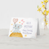 Leeftijd is irrelevant Cute Elephant Funny Birthda Kaart (Gele Bloem)