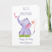 Leeftijd is irrelevant Cute Elephant Funny Birthda Kaart (Voorkant)