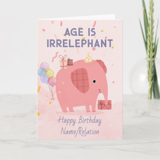 Leeftijd is irrelevant Cute Elephant Funny Birthda Kaart (Voorkant)