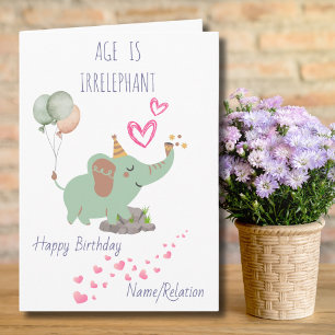 Leeftijd is irrelevant Cute Elephant Funny Birthda Kaart