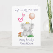 Leeftijd is irrelevant Cute Elephant Funny Birthda Kaart (Voorkant)
