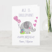 Leeftijd is irrelevant Cute Elephant Funny Birthda Kaart (Voorkant)