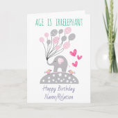 Leeftijd is irrelevant Cute Elephant Funny Birthda Kaart (Voorkant)