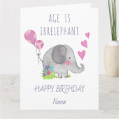 Leeftijd is irrelevant Cute Funny Elephant Birthda Kaart (Voorkant)