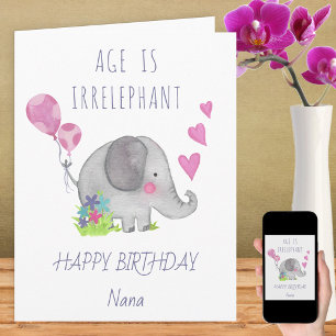 Leeftijd is irrelevant Cute Funny Elephant Birthda Kaart