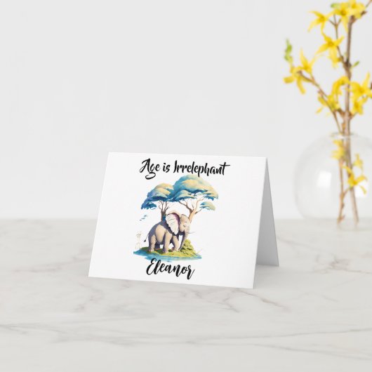 Leeftijd is irrelevant! Schattigee olifant en boom Kaart (Gele Bloem)
