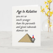 Leeftijd Is Relatief - een grappig verjaardagsgedi Kaart (Gele Bloem)