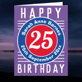 Leeftijd, naam en datum op een 25e verjaardag Kaar Kaart