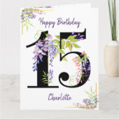 Leeftijd nr. 15 Floral 15e verjaardag op maat Kaart (Voorkant)