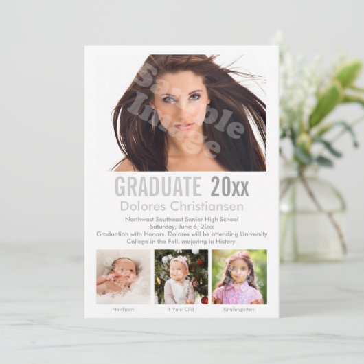 Leeftijd Progressie Foto Modern Afstuderen Kaart (Staand voorkant)