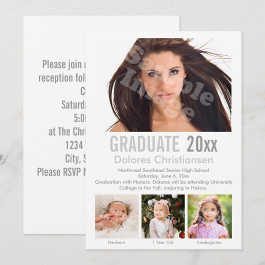 Leeftijd Progressie Foto Modern Afstuderen Kaart (Voorkant / Achterkant)