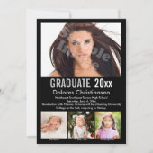 Leeftijd Progressie Foto zwart Modern Afstuderen Kaart (Voorkant)